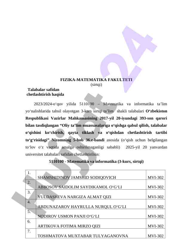 Oliy ta'limda o'qishga qabul tartibi bo'yicha nizom