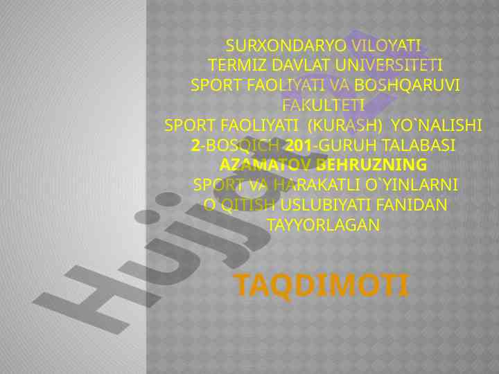 O‘zbekistonda voleybolning rivojlanishi taqdimoti
