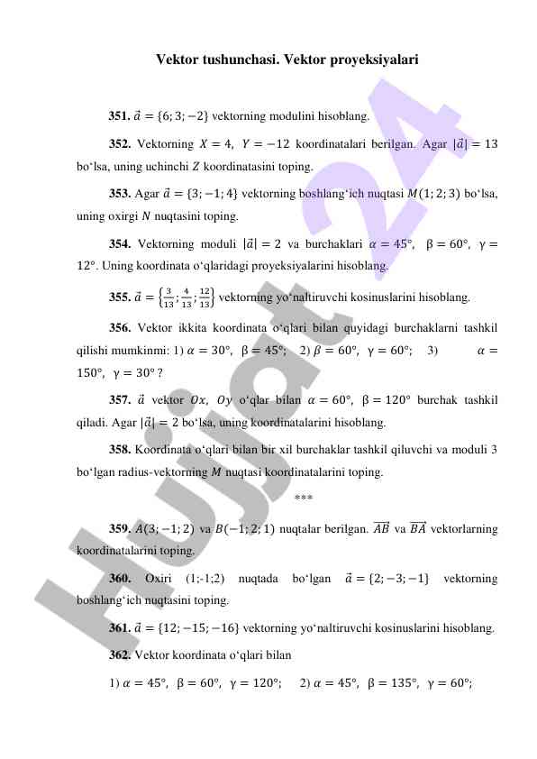 Vektor tushunchasi va hisoblash usullari