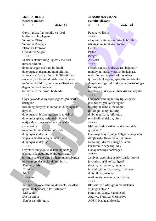 Falsafa va dunyoqarashning o‘rni