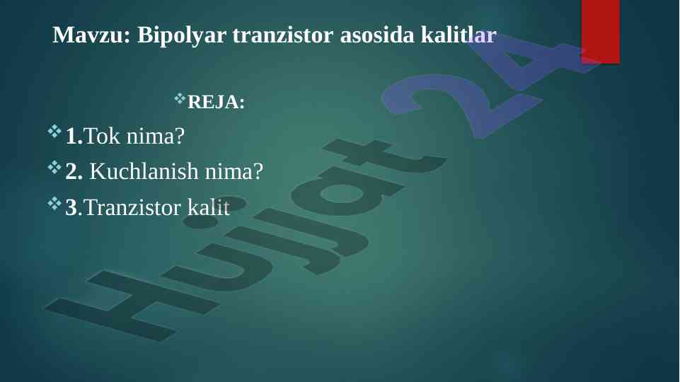 Bipolyar tranzistor asosidagi kalitlar tahlili