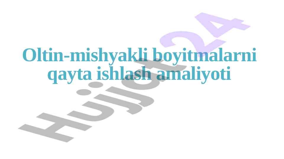 Oltin-mishyakli boyitmalarni qayta ishlash amaliyoti