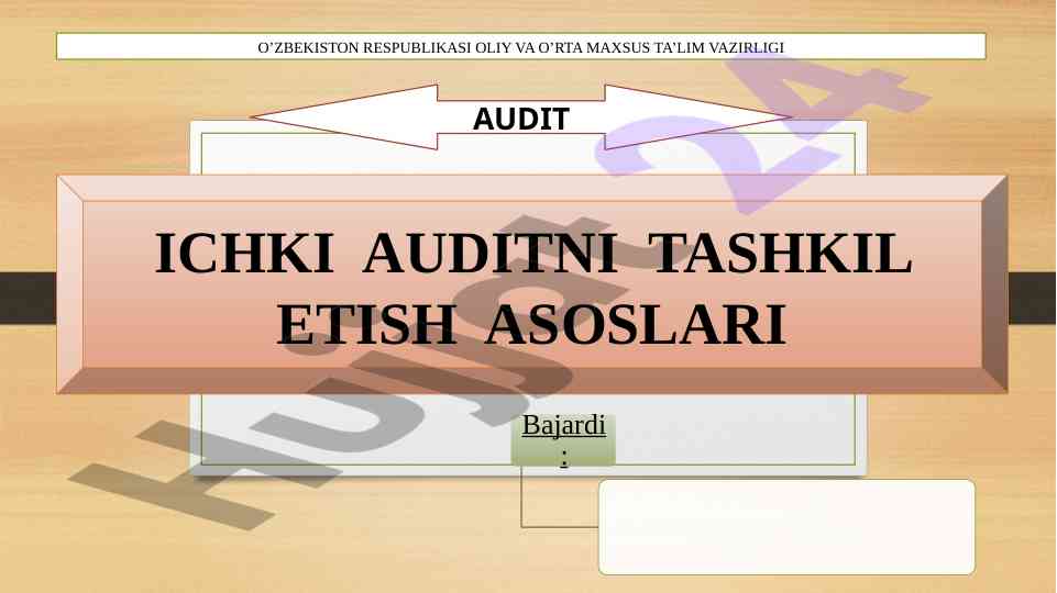 Ichki auditni tashkil etish asoslari