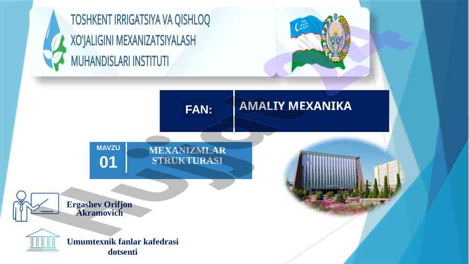 Mexanizmlar strukturasiga oid asosiy tushunchalar