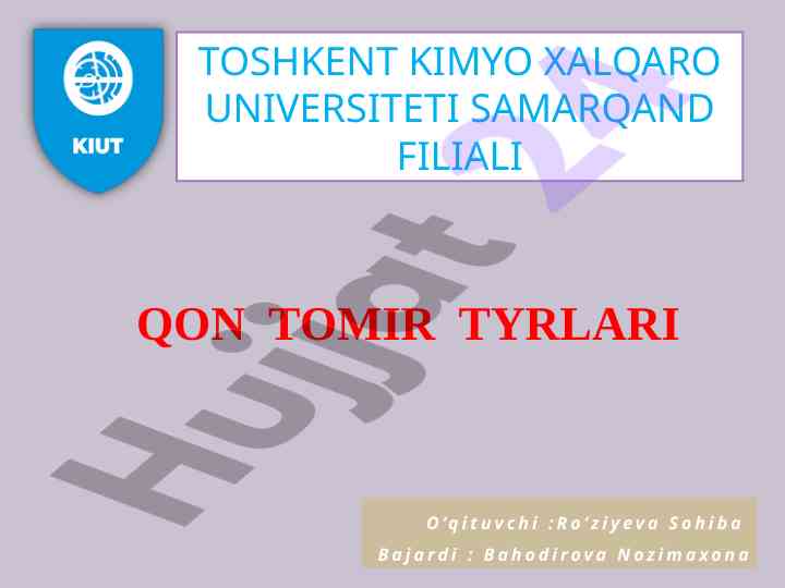 Qon tomir tizimi va fiziologiyasi tushunchalari