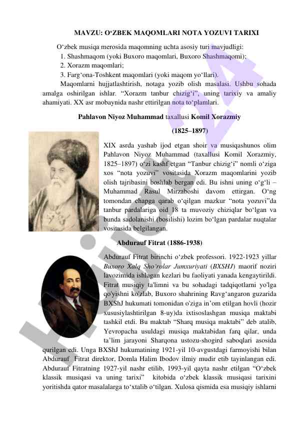 O'zbek maqomlari nota yozuvi tarixi