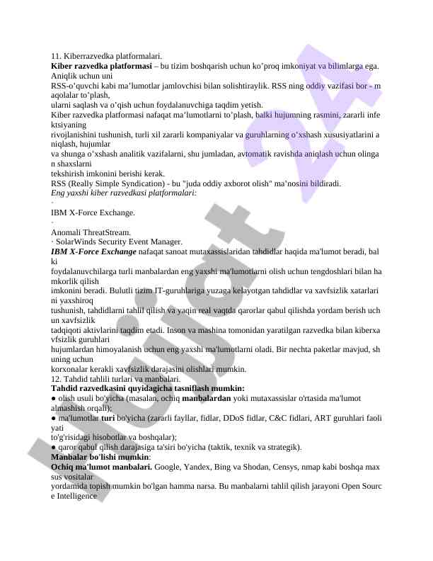 Kiberrazvedka platformalari tahlili va foydalanish