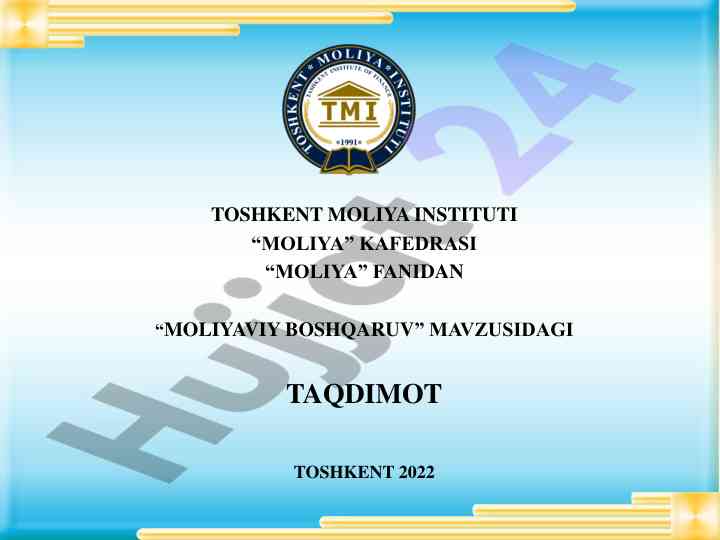 Moliya boshqaruvi taqdimoti 2022