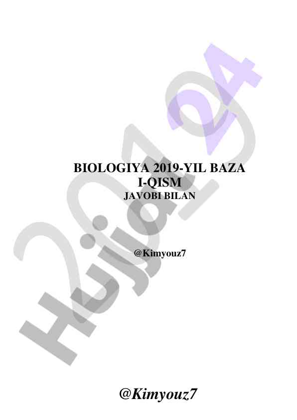 Biologiya 2019-yil baza i-qism javobi