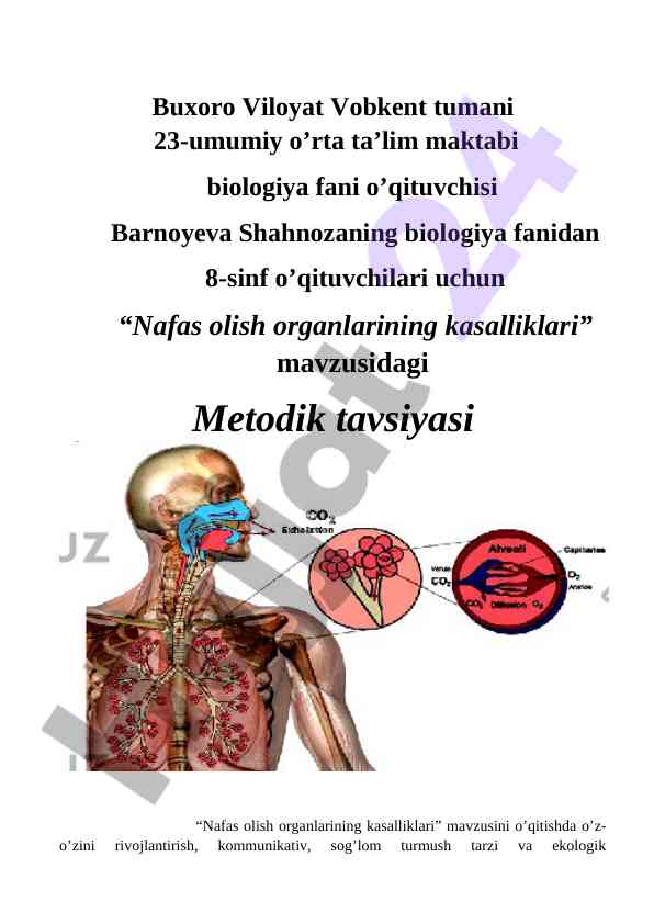Nafas olish organlarining kasalliklari mavzusi