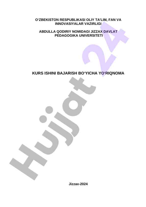 Kurs ishini bajirish bo'yicha yo'riqnoma 2024
