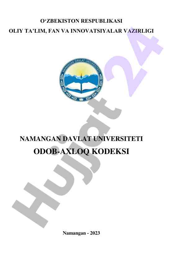 Odob-axloq kodeksi bo‘yicha metodik qo‘llanma