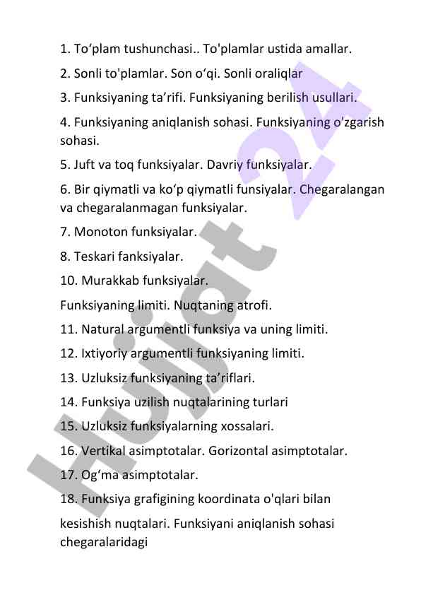 Matematika: funksiya va ularning turlari