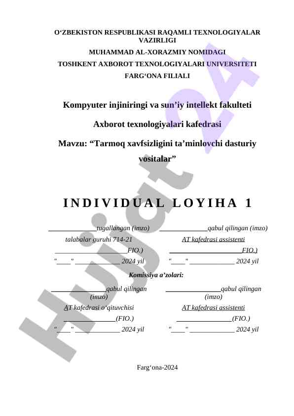 Tarmoq xavfsizligini ta’minlovchi dasturiy vositalar