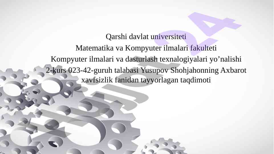 Axborot xavfsizlik modellari taqdimoti