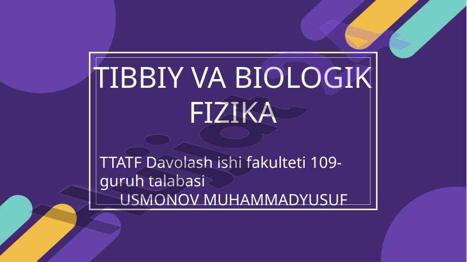 Bionika asoslari va uning inson hayotidagi o‘rni