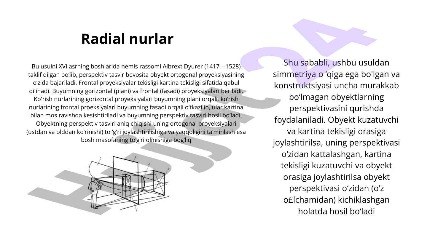 Perspektiv tasvirning obyekt ortogonal proyeksiyalari