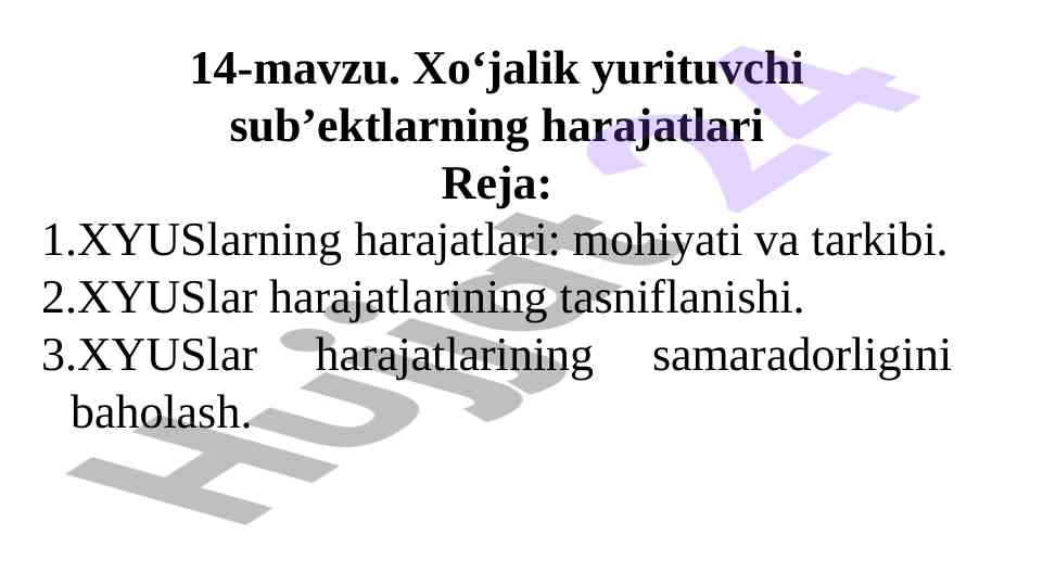 Xo‘jalik yurituvchi sub’ektlarning harajatlari