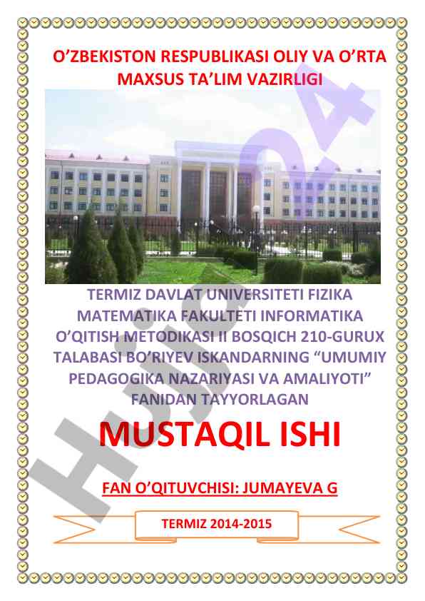 Didaktika talim nazariyasi sifatida o'quv usullari