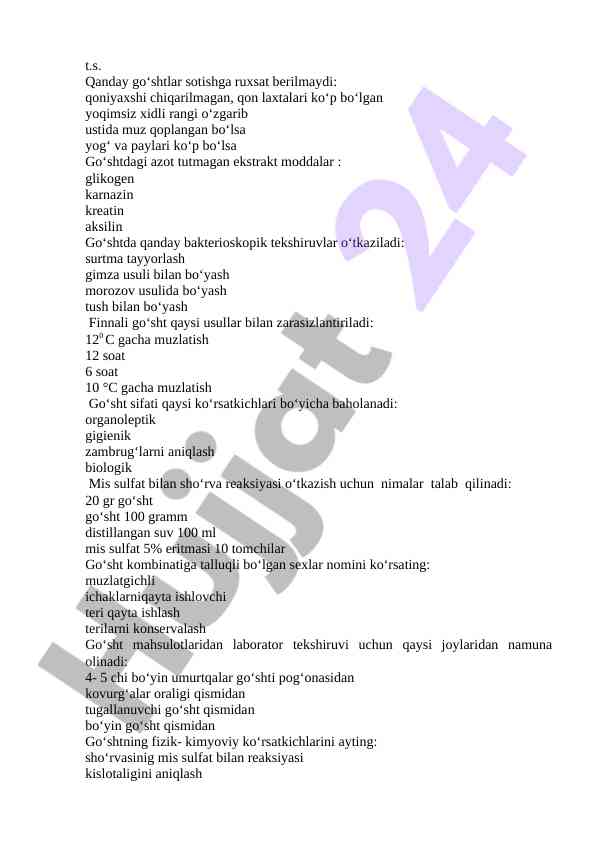Go‘shtlar va ularning sifatini baholash usullari