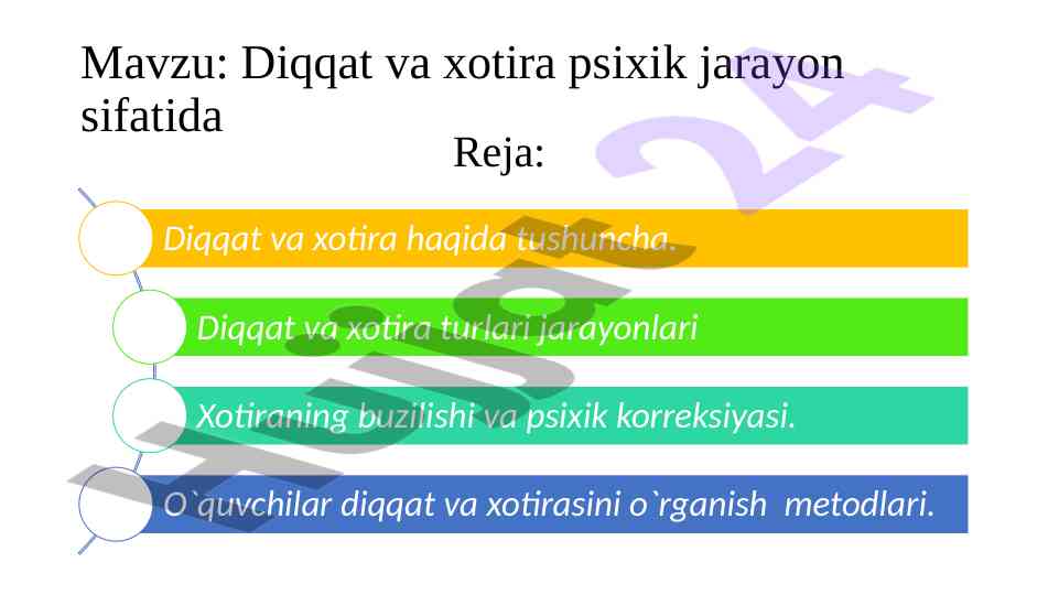 Diqqat va xotira psixik jarayon sifatida