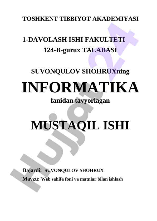Web sahifa foni va matnlar bilan ishlash