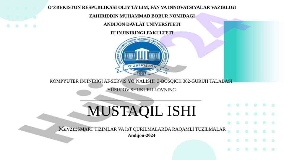 Smart tizimlar va iot qurilmalarda raqamli tizimlar