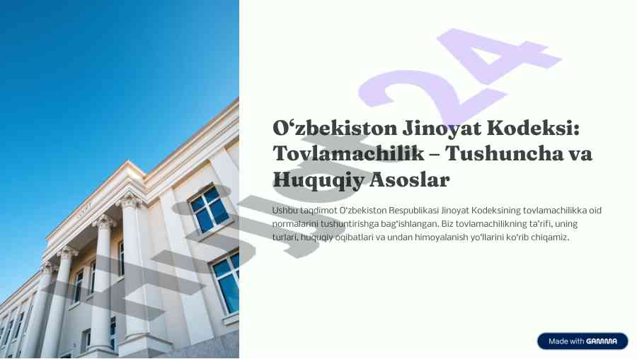 O‘zbekiston respublikasi jinoyat kodeksidagi tovlamachilik