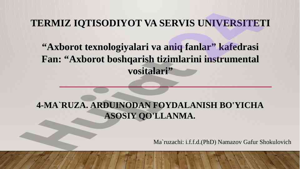 Arduino foydalanish bo'yicha asosiy qo'llanma