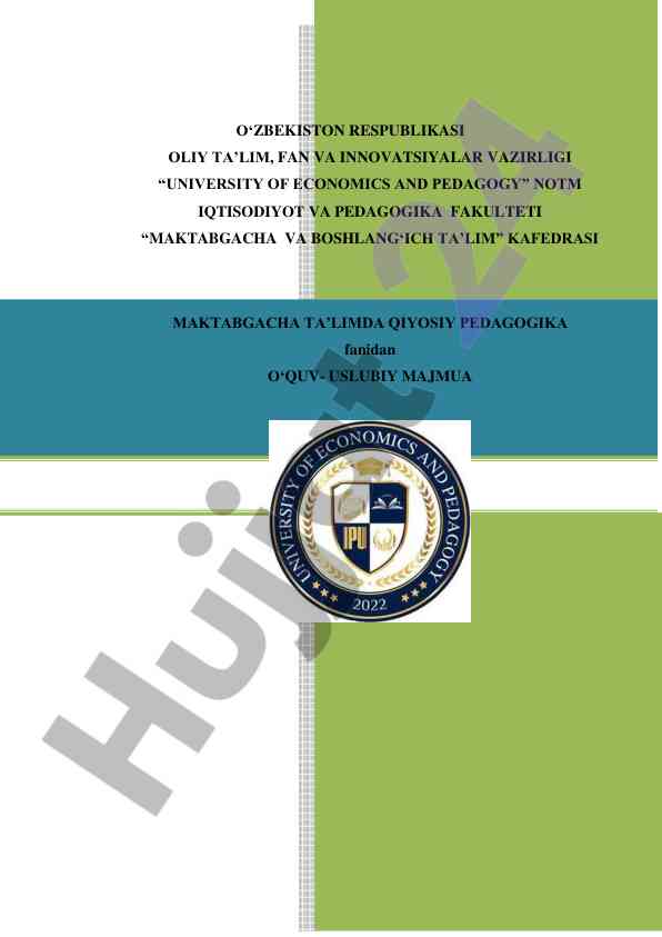 Maktabgacha ta’limda qiyosiy pedagogika o‘quv qo‘llanmasi