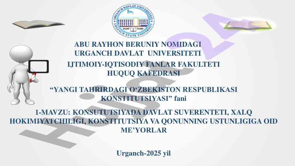 Konstitutsiya va qonunning ustunligi haqida ma'ruza