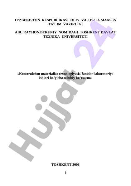Konstruksion materiallar texnologiyasi laboratoriya ishlari
