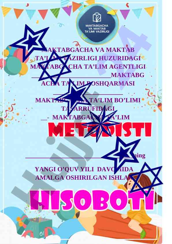 Maktabgacha ta'lim tashkiloti 2023-2024 o'quv yili hisoboti