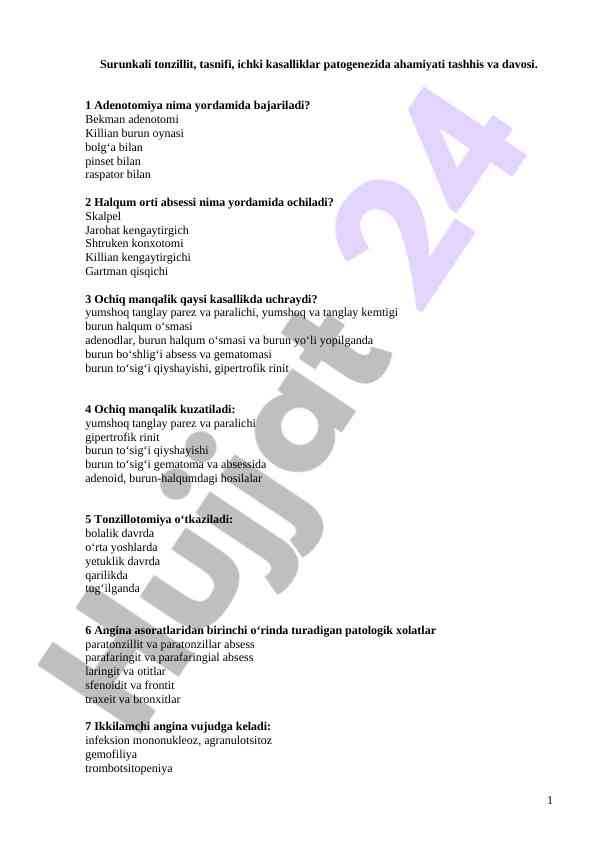 Surunkali tonzillitni tashhis qilish va davolash usullari