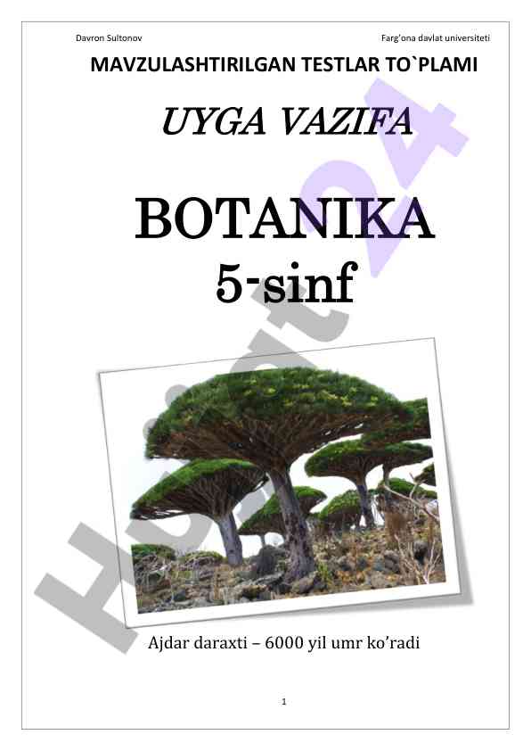 Mavzulashirilgan testlar to'plami botanika