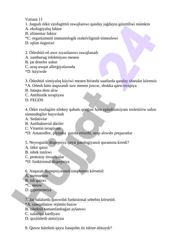 Ötkir ezofagittin rawajlanuwi hám simptomdar