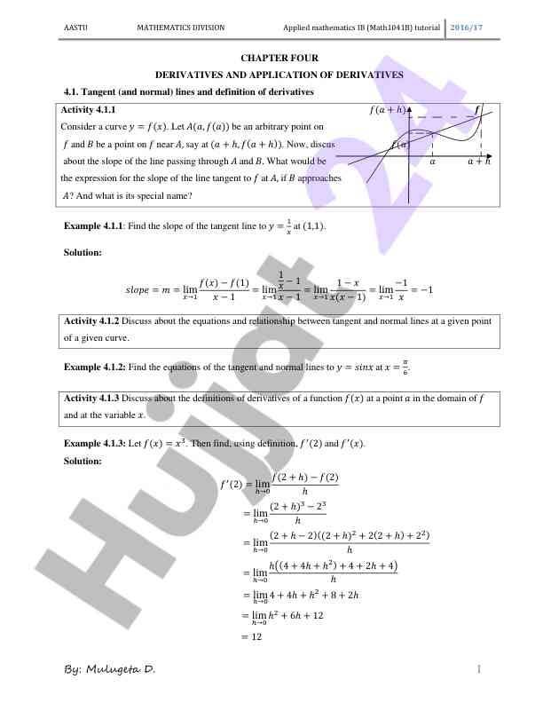 Understanding derivatives and their applications