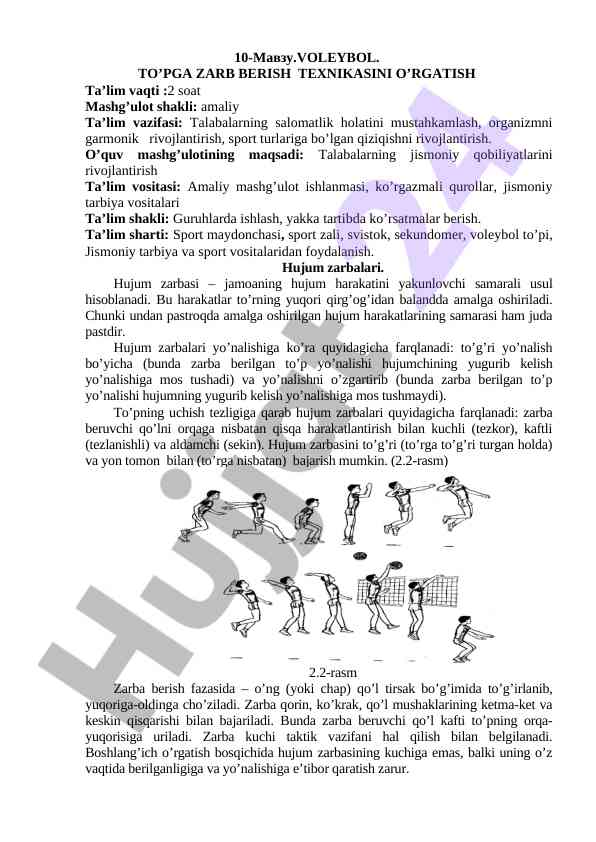 Voleybol To'pga Zarb Berish Texnikasini O'rgatish