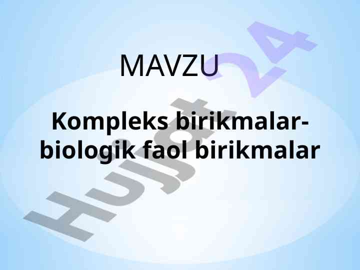 Kompleks birikmalar va ularning nomenklatura qoidalari