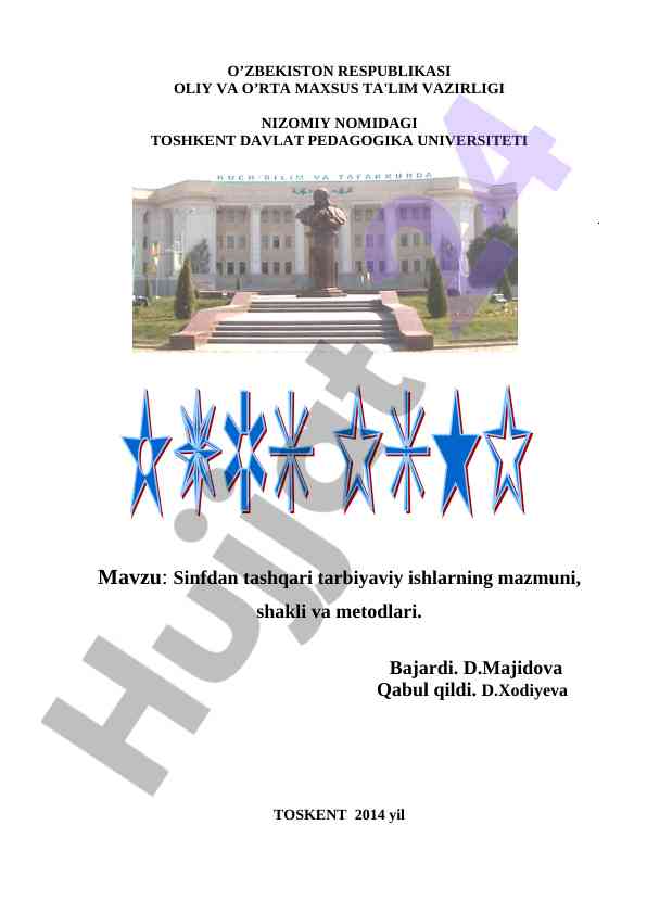 Sinfdan tashqari tarbiyaviy ishlar metodlari