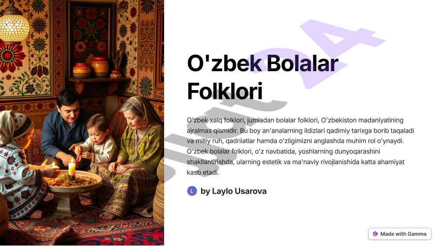 O'zbek bolalar folklori ahamiyatining tahlili