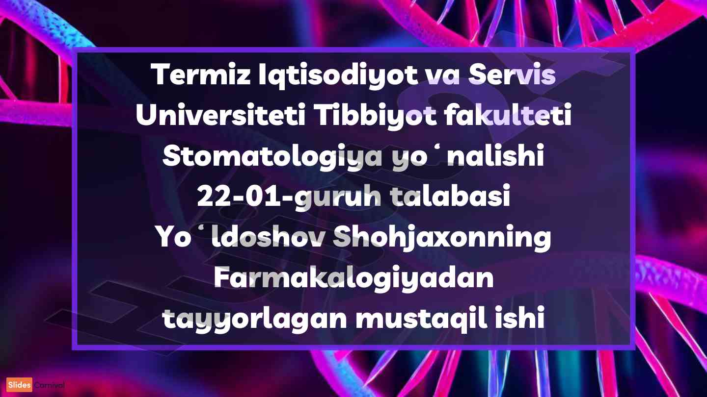 Xazm tizimiga tasir etuvchi vositalar stomatologiyada