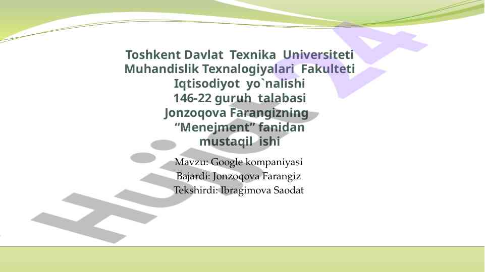Google kompaniyasining tarixi va faoliyati