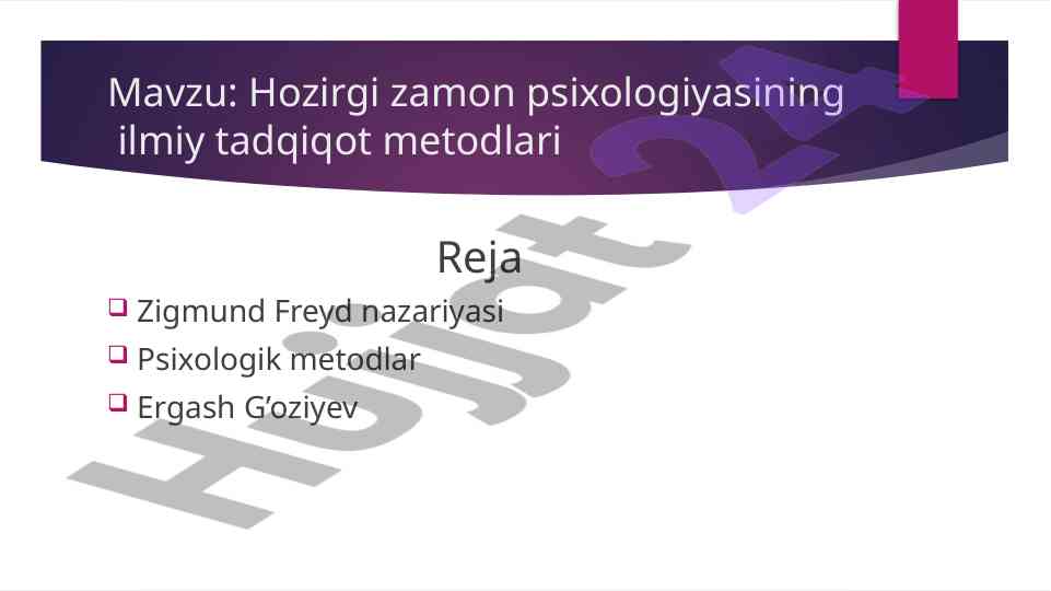 Hozirgi Zamon Psixologiyasining Ilmiy Tadqiqot Metodlari