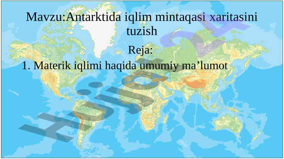 Antarktida iqlim mintaqasi xaritasini tuzish