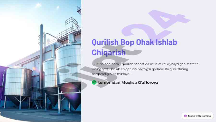 Qurilish bop ohak ishlab chiqarish jarayoni