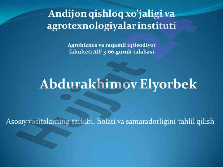 Asosiy vositalarning tahlili va samaradorligi