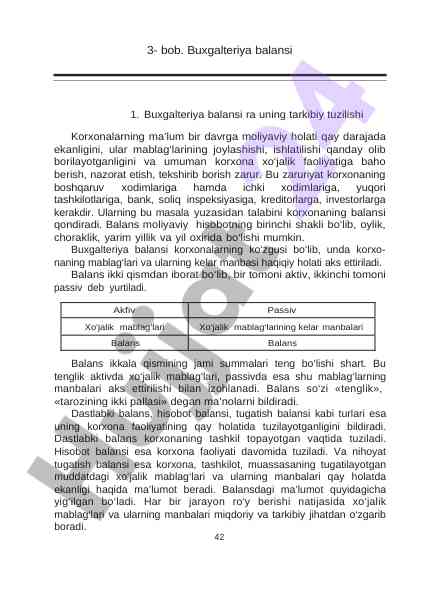 Buxgalteriya balansi va uning tarkibiy tuzilishi
