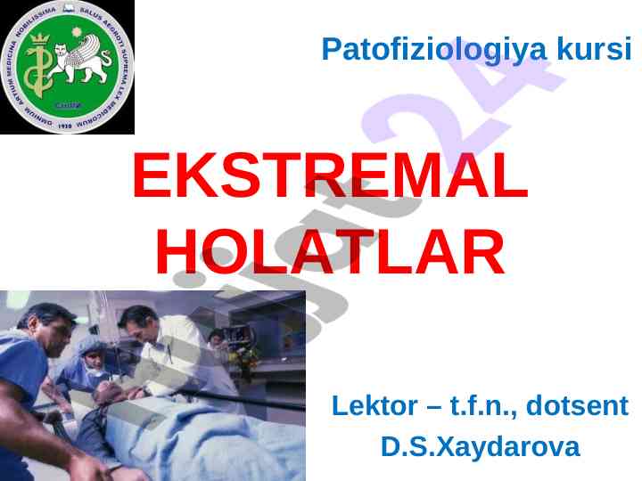 Ekstremal holatlar patofiziologiyasi