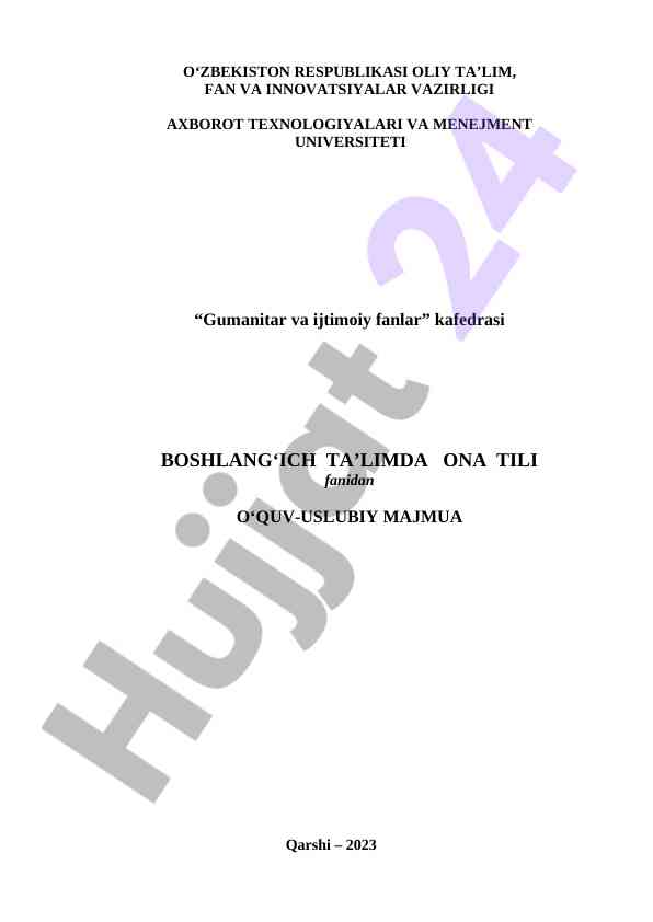 Boshlang‘ich ta’limda ona tili o‘quv-uslubiy majmua